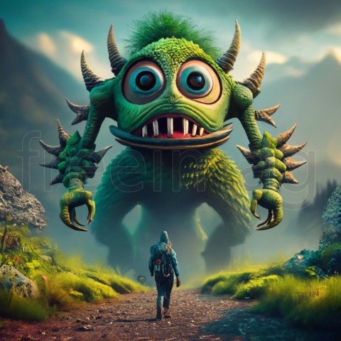 Monstruo Verde  Imagen 3D, fantasía