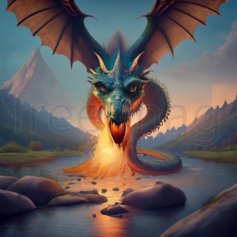 El dragón de Beowulf vomita fuego