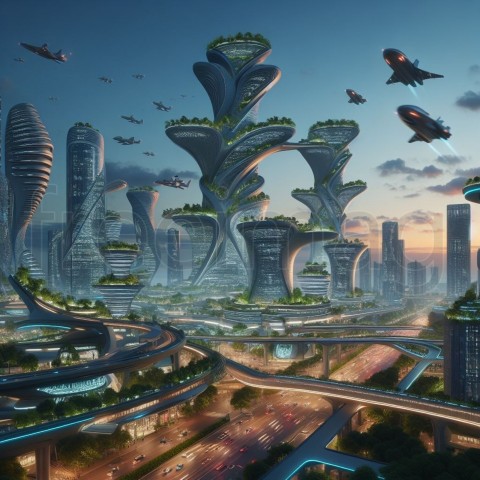 Paisaje ciudad futurista