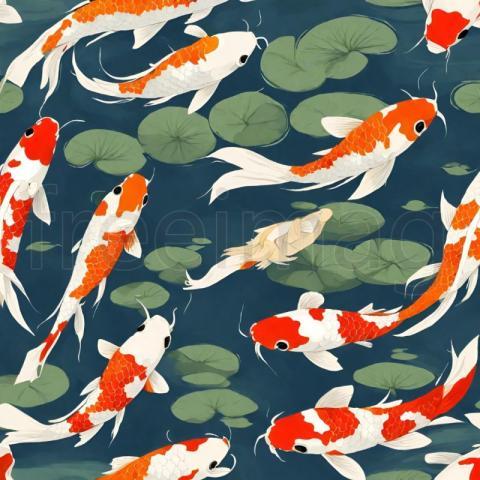 Peces koi nadando en un estanque