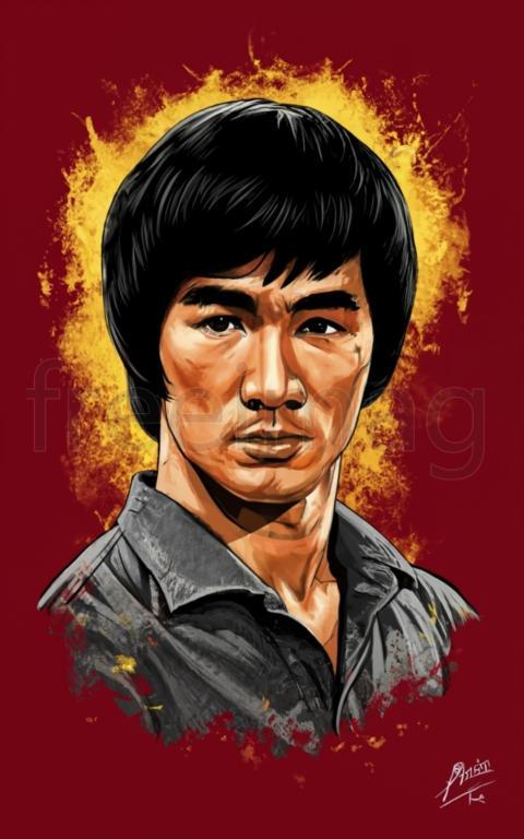 Ilustraciones de Bruce Lee para diseño de camisetas