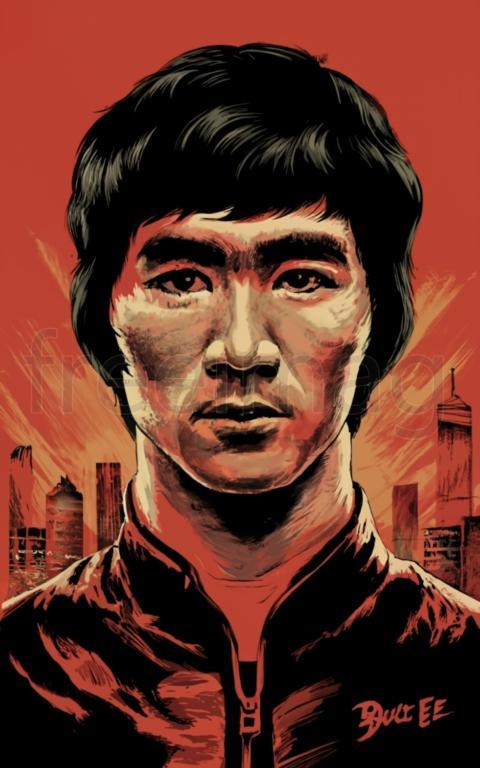 Ilustraciones de Bruce Lee para diseño de camisetas