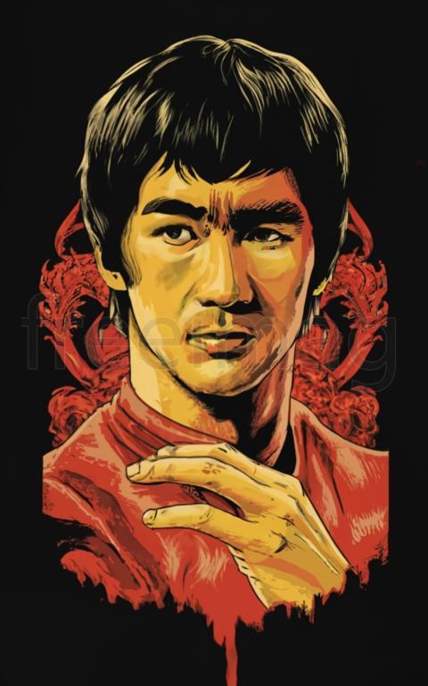 Ilustraciones de Bruce Lee para diseño de camisetas