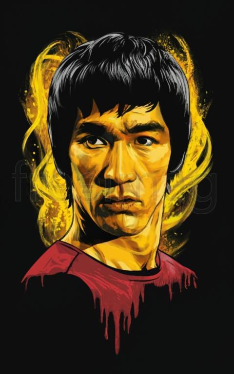 Ilustraciones de Bruce Lee para diseño de camisetas