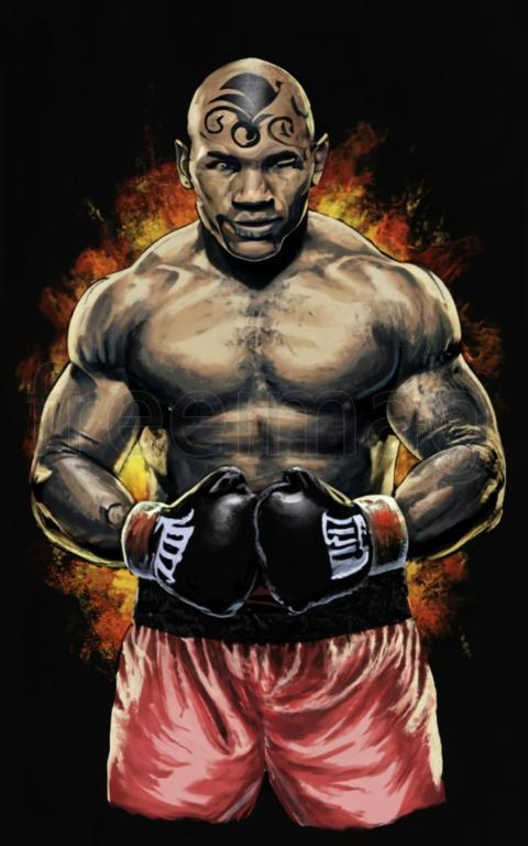 Ilustracion de Mike Tyson boxeando para diseño de camisetas