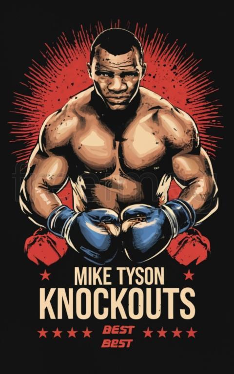 Ilustraciones de boxeo con Mike Tyson y texto Best Knockouts para diseño de camisetas