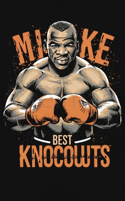 Ilustraciones de boxeo con Mike Tyson y texto Best Knockouts para diseño de camisetas