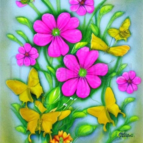 Dibujo flores mariposa