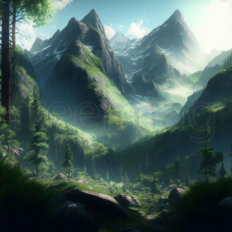 Hermosa imagen de fondo de paisaje poético de montañas y colinas.