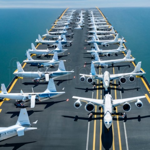 Aviones en formación foto. Generada por IA
