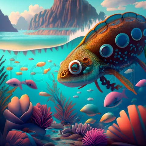 Debajo de las olas  imágenes 3d con criaturas marinas