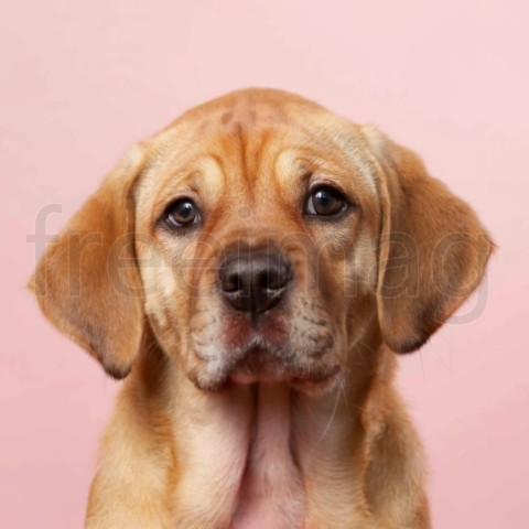 Cabezas de cachorro, perrito sobre fondo rosa