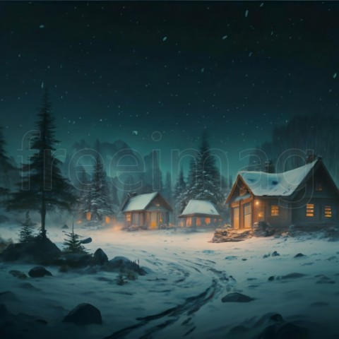 Bajo la Nieve y las Estrellas Una Cálida Cabaña en el Bosque