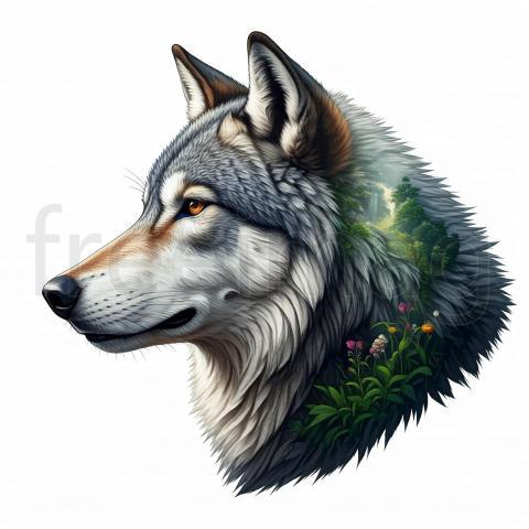 Fotografía Profesional de Lobo con flores Perfecta para Proyectos Creativos