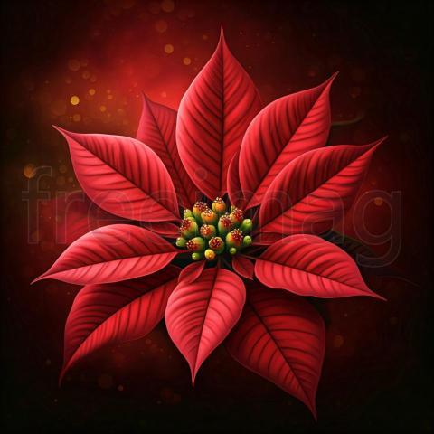 Flor de Pascua Obra de Arte Navideña Nochebuena en Alta Resolución