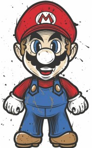 Super Mario  Salpicaduras de acuarela en un estilo de arte digital