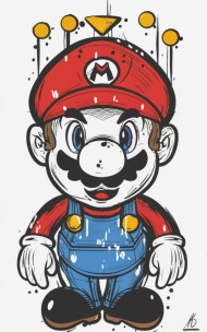 Super Mario  Salpicaduras de acuarela en un estilo de arte digital